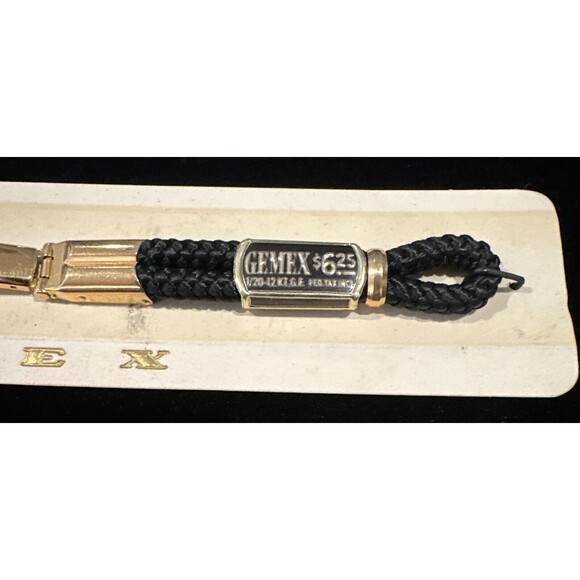 Gemex Watch Band NOS Loop End Gold Filled Black Cord Deployment Bracelet Vintage - Picture 2 of 7